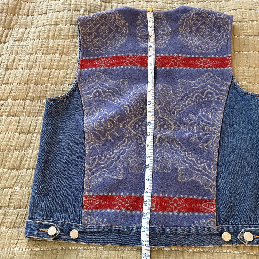 PENDLETON Boho Wool Back Denim Vest Wms SZ Large Western Quiet Luxury Vintage - Picture 7 of 7